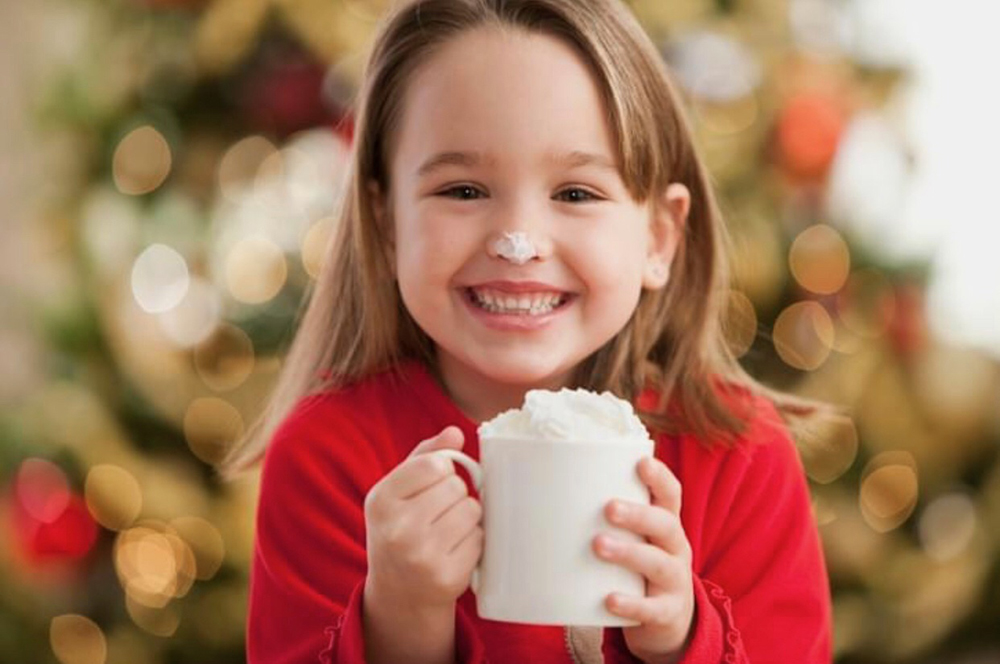 Girl drinking hot chocolate