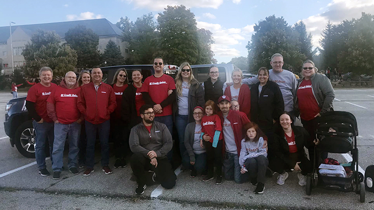 Photo of IUCU employees and friends at the IU Homecoming Parade