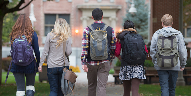 Photo of college students on campus.