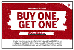 Photo of a Buy One Get One Free Coupon for IU Men's Soccer