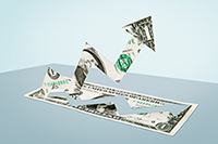 Illustration of an arrow made of money