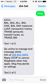 IUCU Text Message screenshot